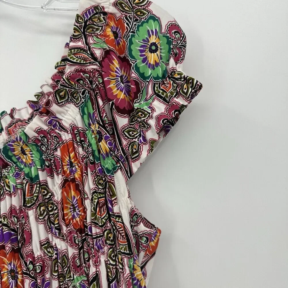 Dressbarn Womens Dress 10 Floral Peasant Summer Casual Resortwear Feminine Vacay